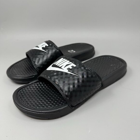 Nike Benassi JDI Womens Size 9 343881-011 Black Open Toe Slip On Slide Sandals - Picture 3 of 8